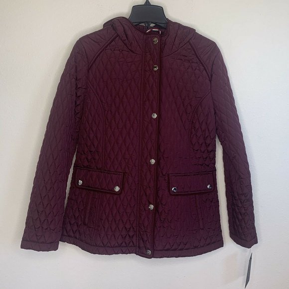 Tommy Hilfiger Quilted Puffer Burgundy Maroon Wine